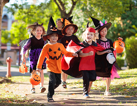 Kids on Halloween.
