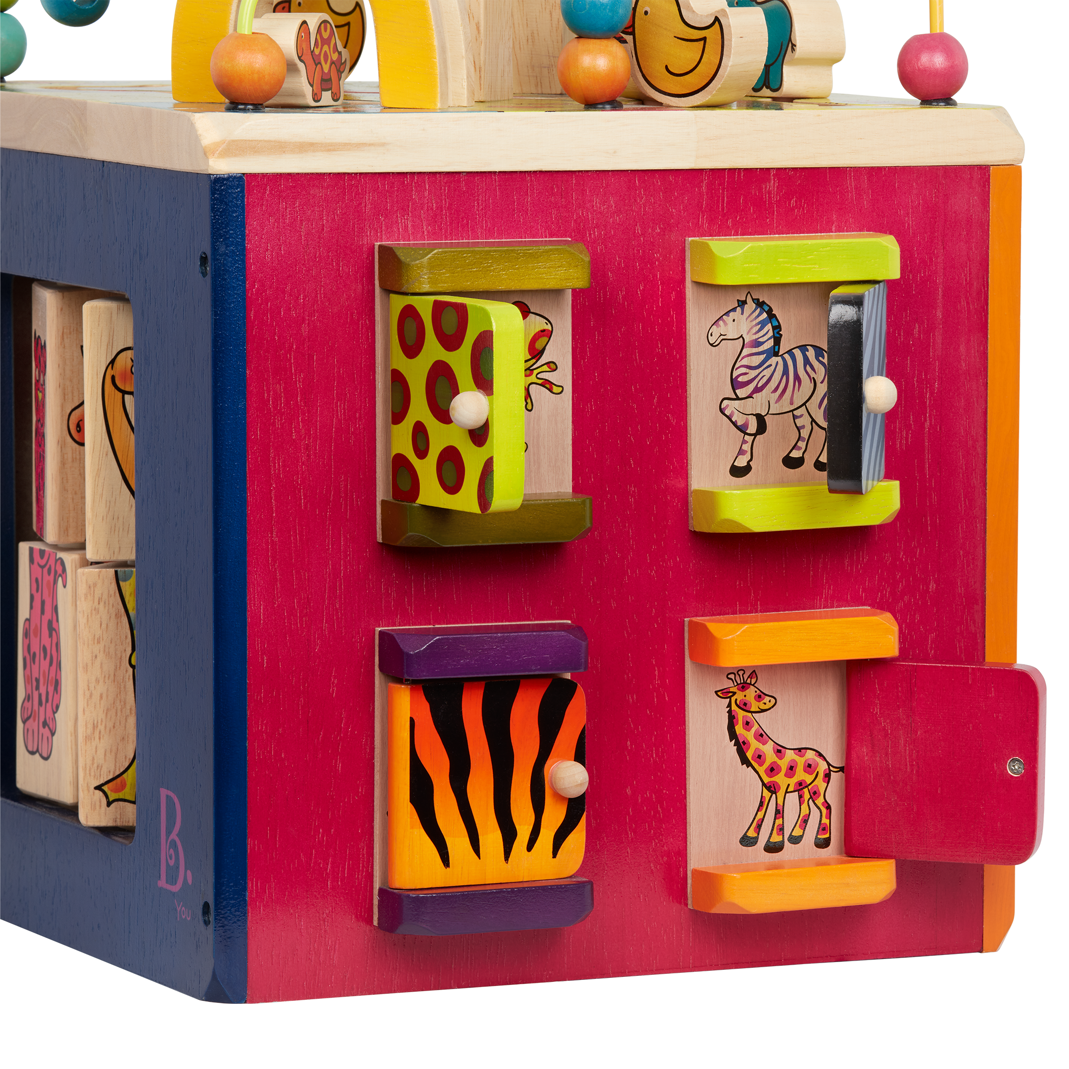 B Toys 44163 Zany Zoo Wooden Activity Cube for sale online 