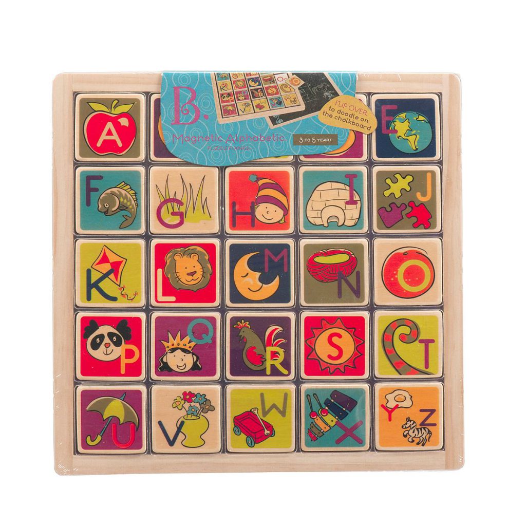 Magnetic Alphabetic | Alphabet Puzzle & Chalkboard | B. Toys