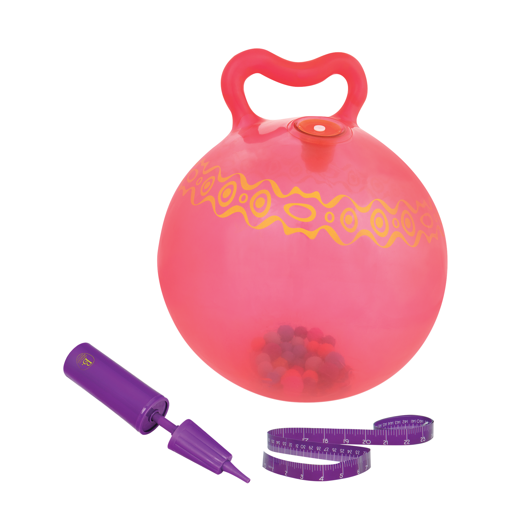 toys B Hopper Ball for Kids 3 years+ Air Pump Included Light-Up Bouncy Ball with Handle Hop n’ Glow 