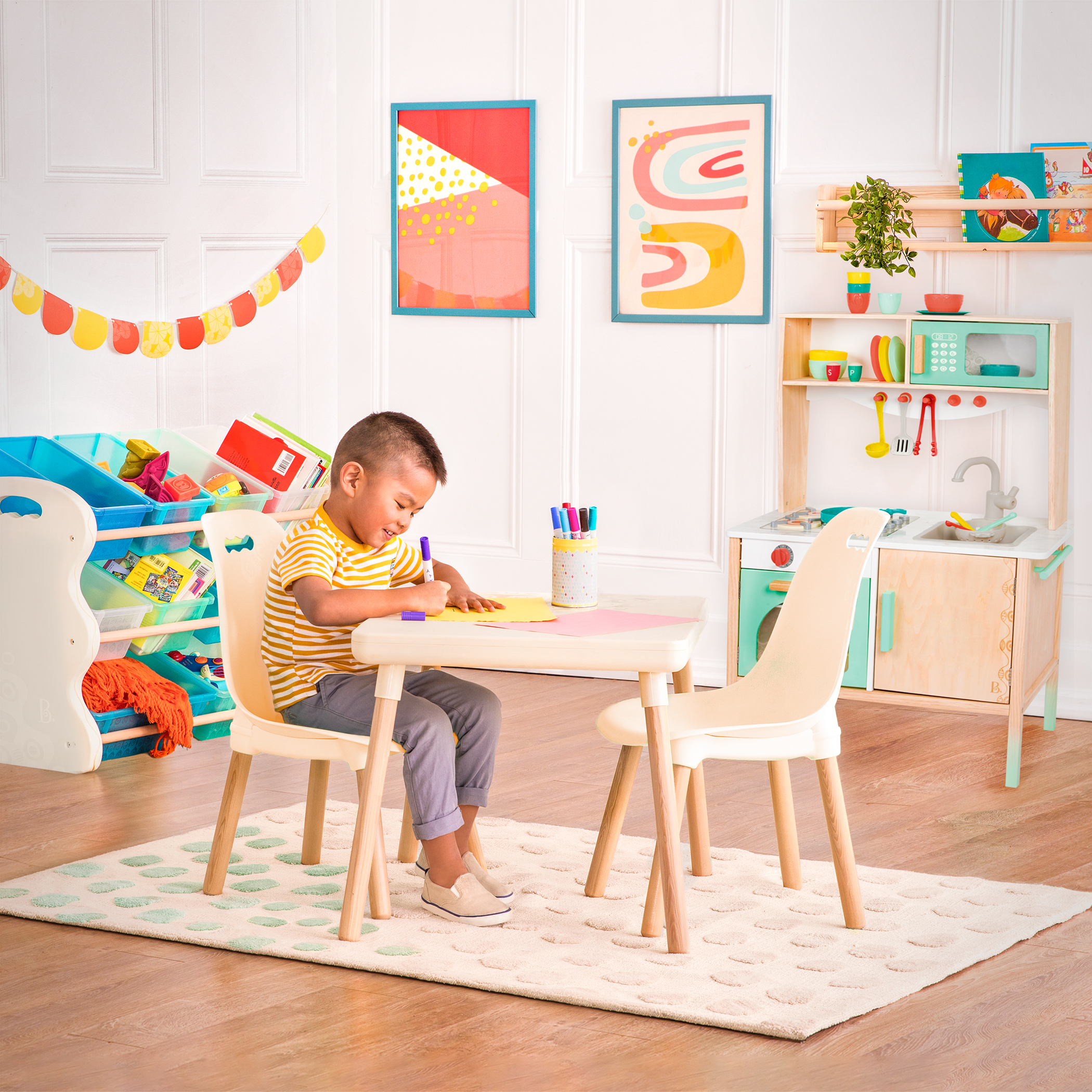 Childs wooden table outlet and chairs set