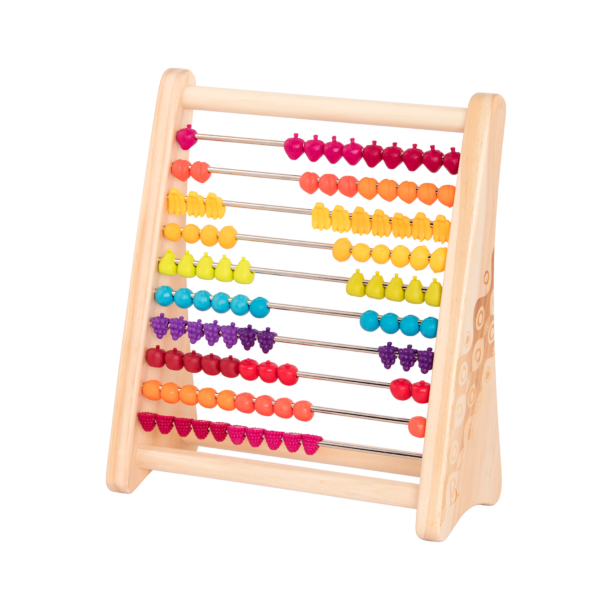 Kids abacus with 100 fruit counters.