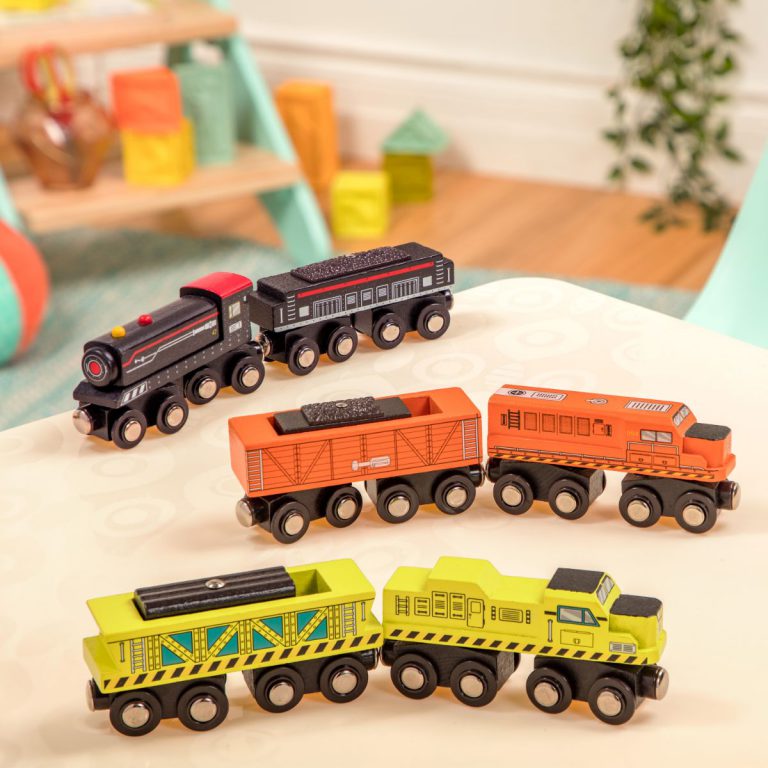 Wood & Wheels - Trains | Wooden Toy Trains | B. Toys