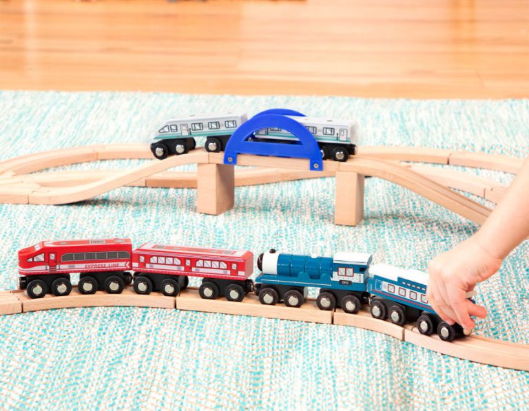 Wood & Wheels - Trains | Wooden Toy Trains | B. Toys