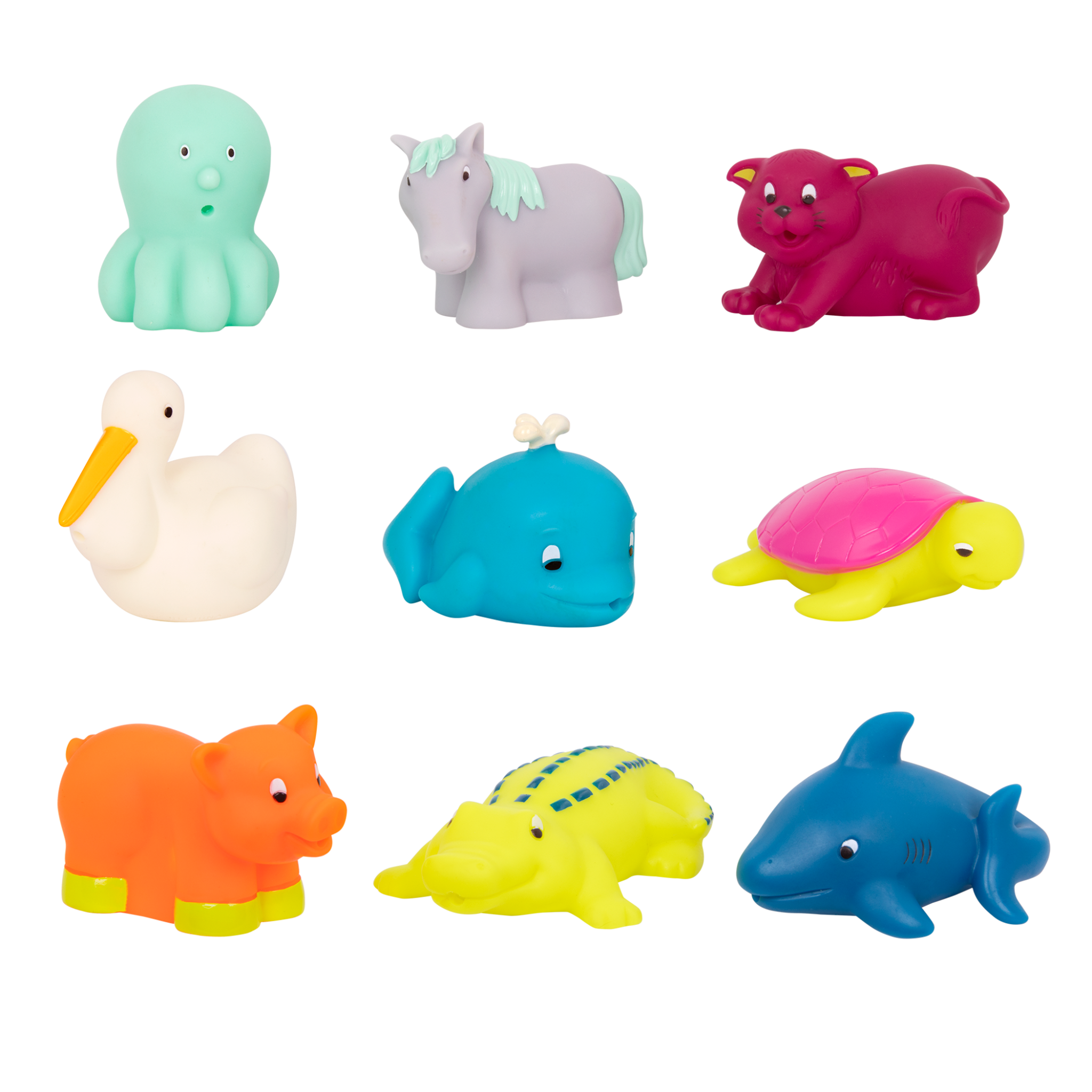 Squish & Splash | 9 Animal Bath Squirts | B. Toys