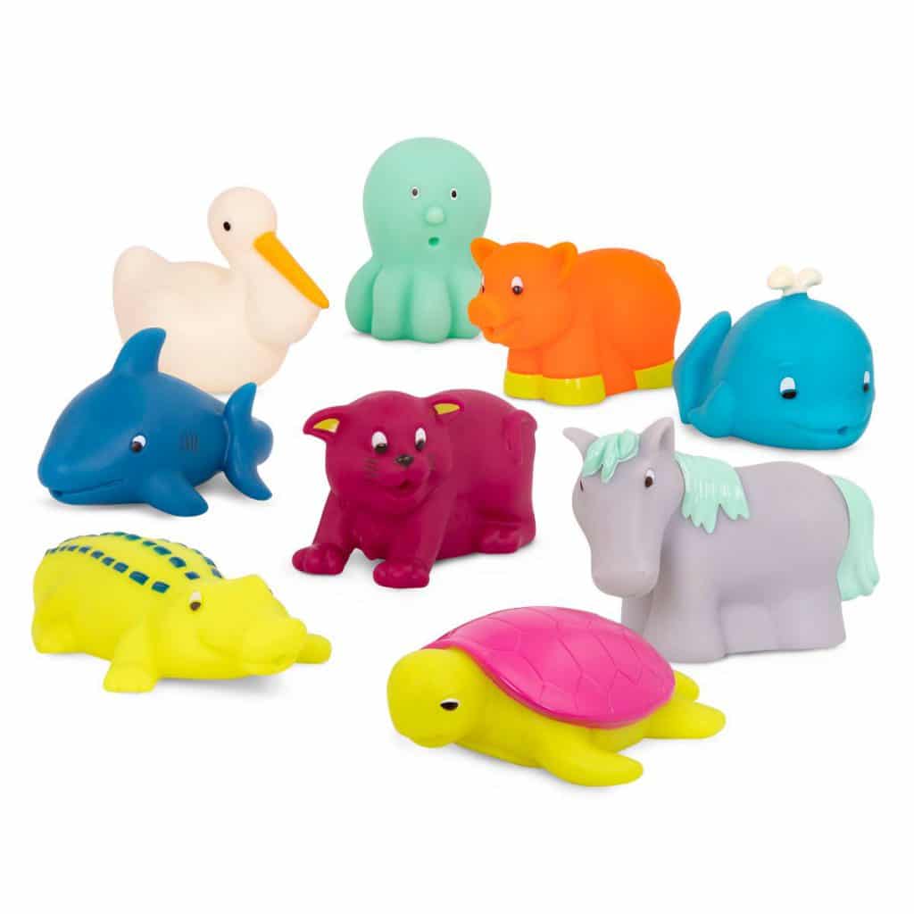 Squish & Splash | 9 Animal Bath Squirts | B. toys