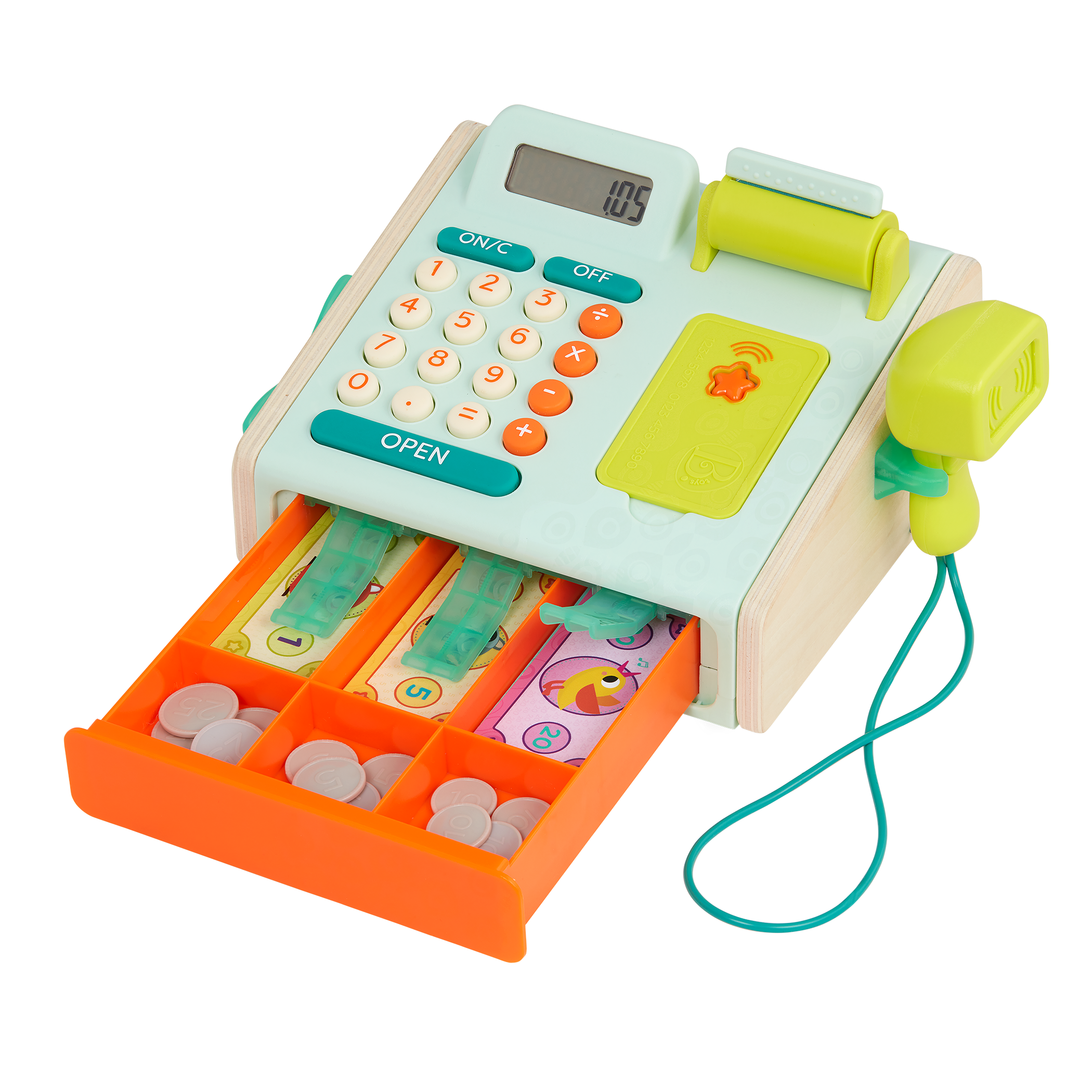 Children's cash store register with scanner