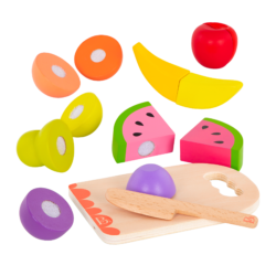 Choppable wooden fruits.