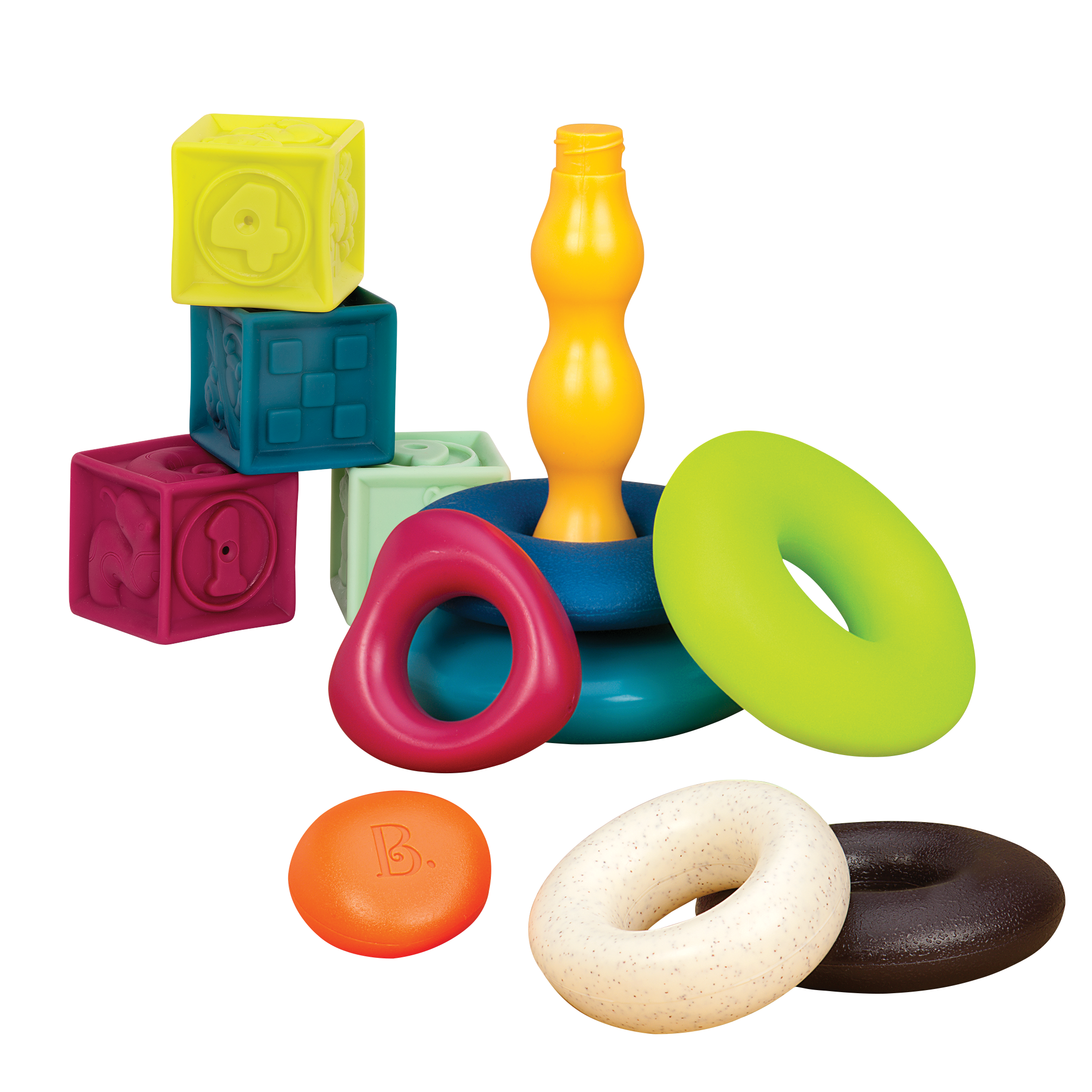 Sensory Baby Teething Toys, Stacking Rings Toys for 1 2 One Year Old, 7