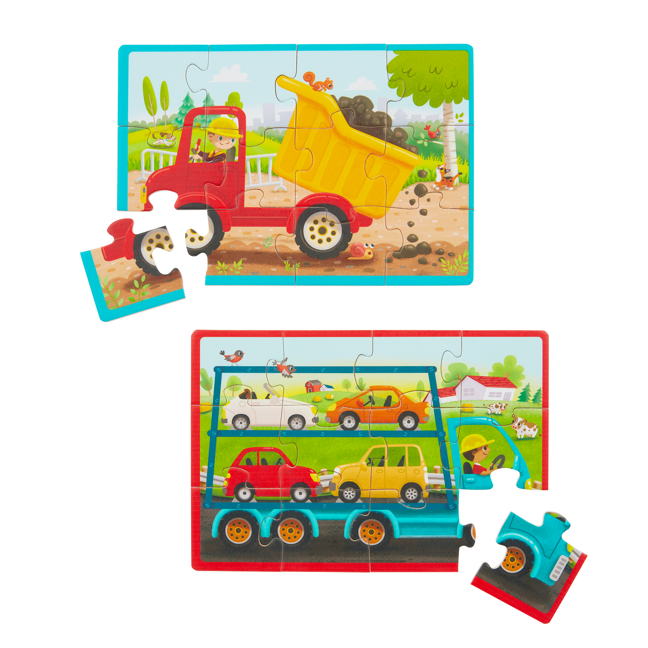 Pack o' Puzzles - Trucks, Wooden Puzzle Set