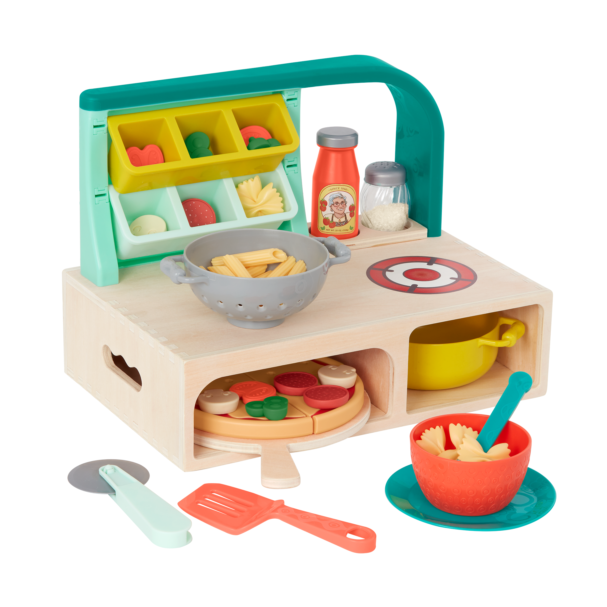 N /C 13 Pieces Mini Breakfast Stove Top Kitchen Appliances Playset,Cooking Pots Pans Food Dishes Pretend Play House Toys for Toddlers and Kids