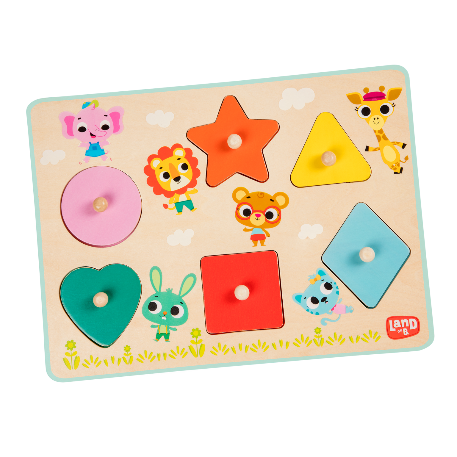 Shapely Color Puzzle Wooden Peg Puzzle Land of B.