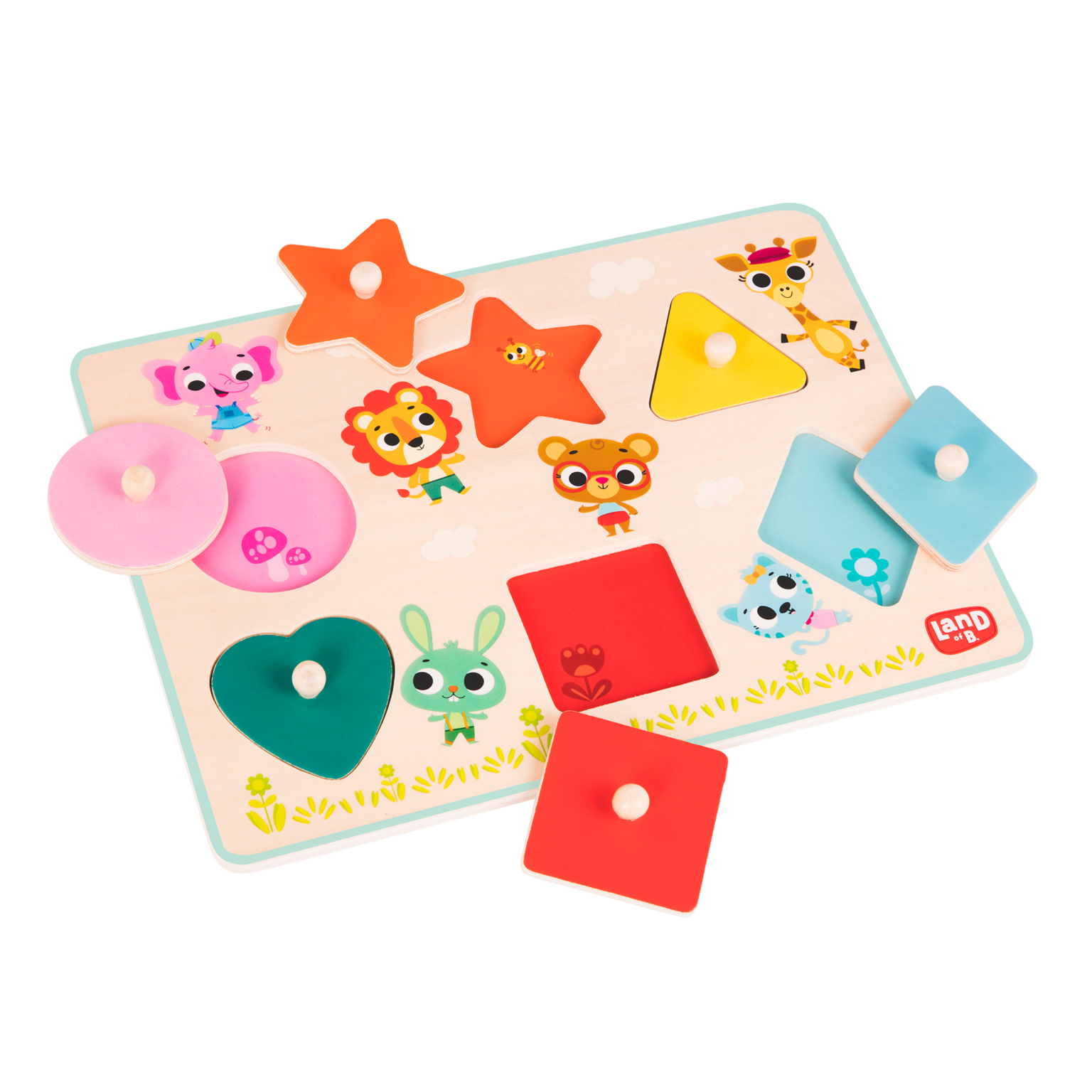 Shapely Color Puzzle Wooden Peg Puzzle Land of B.